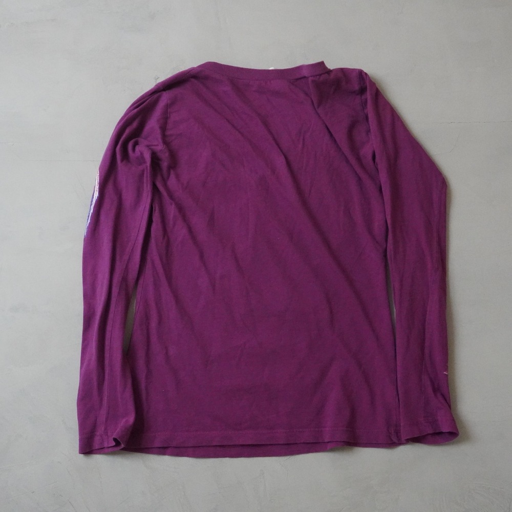 Vintage Y2K V-Neck Long Sleeve Shirt Small Purple Motorcycle Engine Wings Biker - Picture 2 of 8